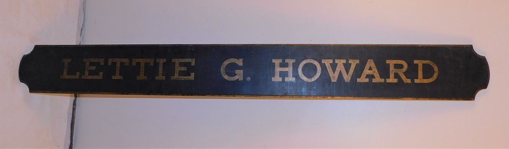 Appraisal: OLD WOOD SIGN HOWARD Old painted wood sign LETTIE G