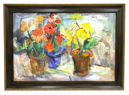 Appraisal: Marion Huse American - Still Life Potted Plants oil on