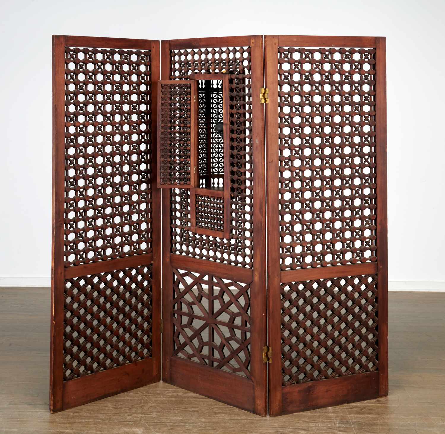 Appraisal: ANTIQUE NORTH AFRICAN HARDWOOD MASHRABIYA SCREEN th th c possibly