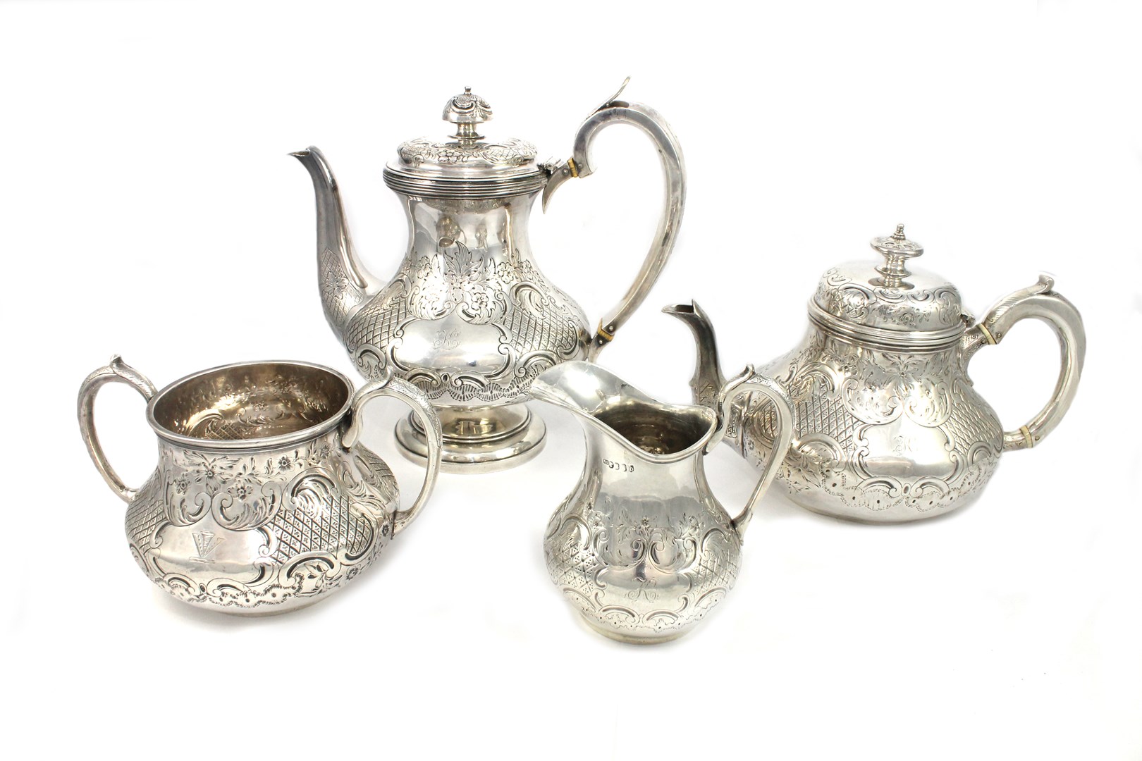 Appraisal: A Victorian Irish silver three piece tea set comprising a