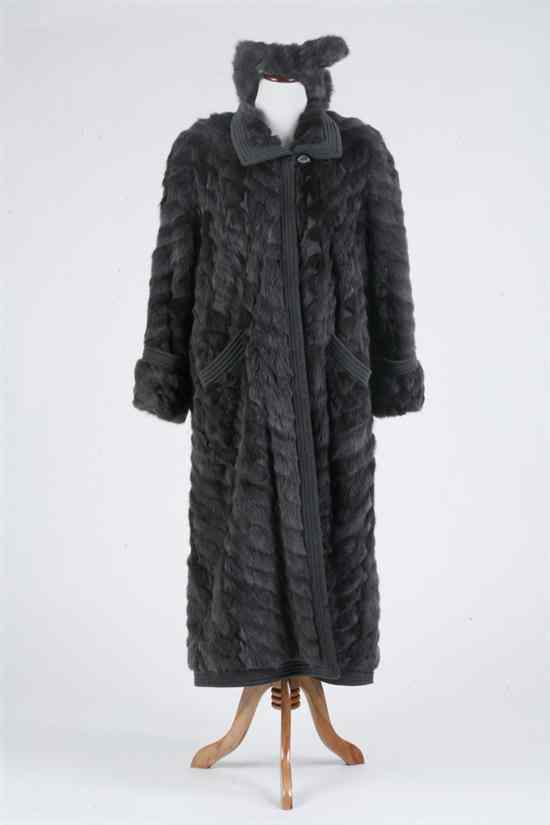 Appraisal: J MENDEL GREY SQUIRREL FULL-LENGTH COAT WITH MATCHING EAR MUFF