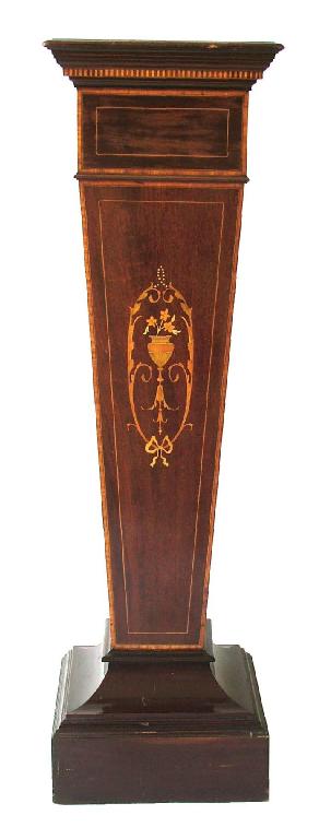 Appraisal: Edwardian mahogany inlaid square pedestal torchere of tapered form with