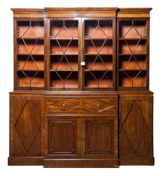 Appraisal: Sale Lot A Regency Style Mahogany Breakfront Bookcase the upper