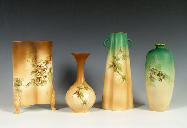 Appraisal: WARWICK CHINA PINE BOUGH AND OAK DECORATED VASES '' -