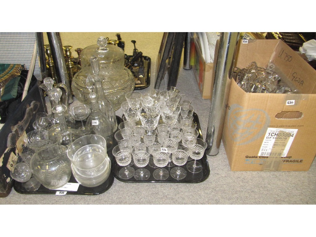 Appraisal: Lot comprising two trays and a box of assorted glass