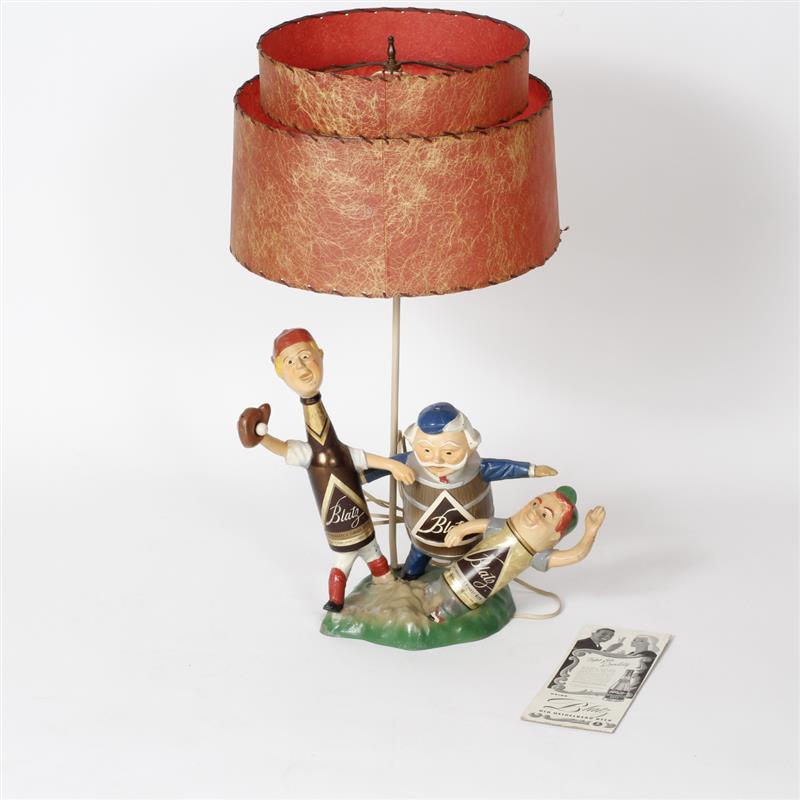 Appraisal: Blatz Old Heidelberg Beer Lamp polychrome Baseball men display Milwaukee