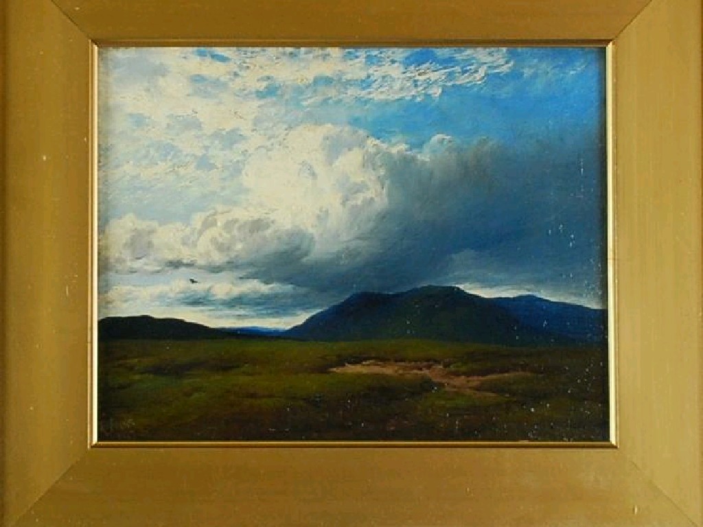 Appraisal: GEORGE BLACKIE STICKS - OIL PAINTING ON BOARD 'Cloud over