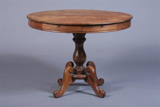 Appraisal: BRAZILIAN JACARANDA WOOD CIRCULAR PEDESTAL DINING TABLE th century with