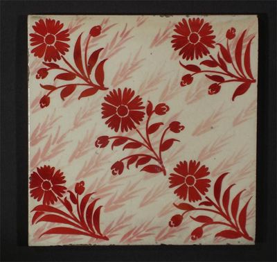 Appraisal: An unusual William De Morgan tile painted with diagonal daisy