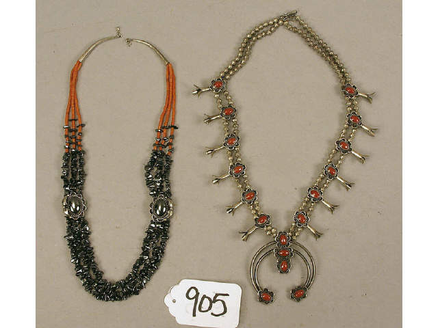 Appraisal: Lot of necklaces including a sterling silver and red coral