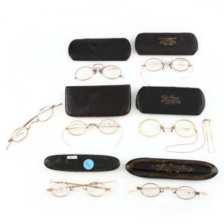 Appraisal: Group of Seven Pair Antique Eyeglasses with Gold Frames having