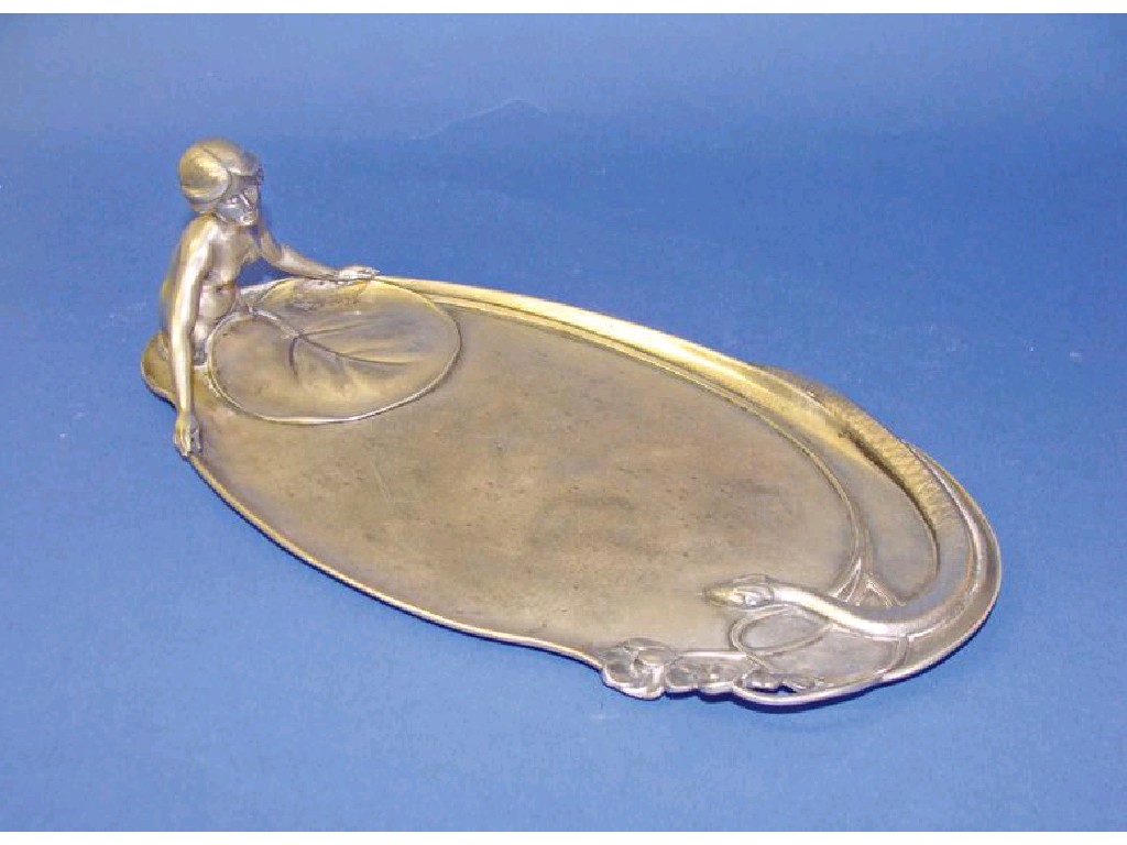 Appraisal: WMF A PEWTER CARD TRAY of oval form with a