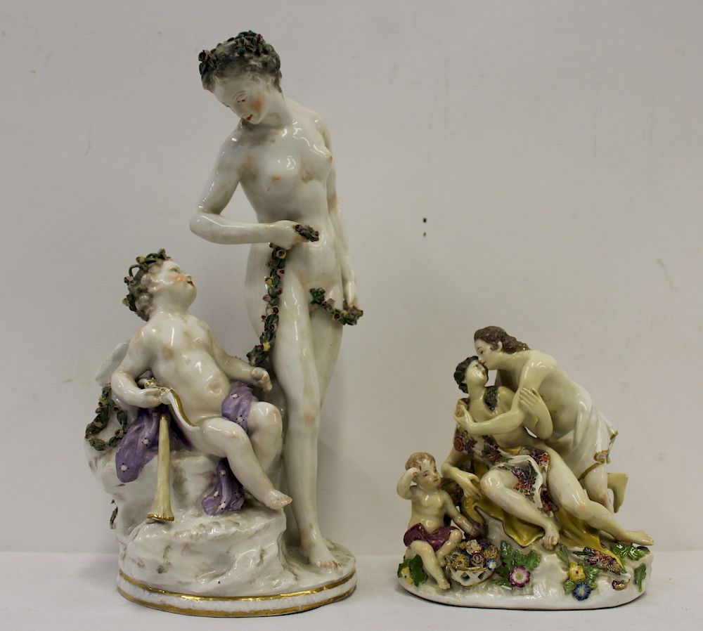 Appraisal: MEISSEN Porcelain Figural Groups The nude with the Angel a