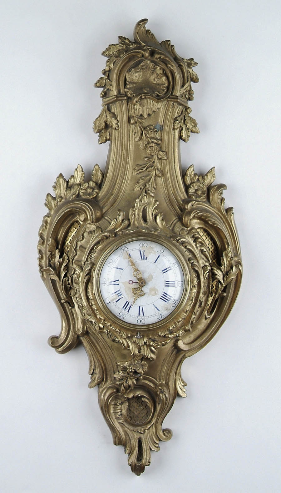 Appraisal: FRENCH STYLE BRASS BRONZE WALL CLOCK CASE The ornate case