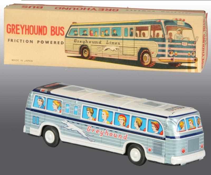 Appraisal: Tin Greyhound Bus Friction Toy Description Japanese Working Very little