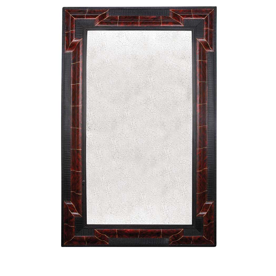 Appraisal: Flemish Baroque Style Faux Tortoise Shell Ebonized Mirror The rectangular