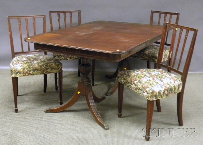 Appraisal: Federal-style Mahogany Double-pedestal Dining Table and a Set of Four