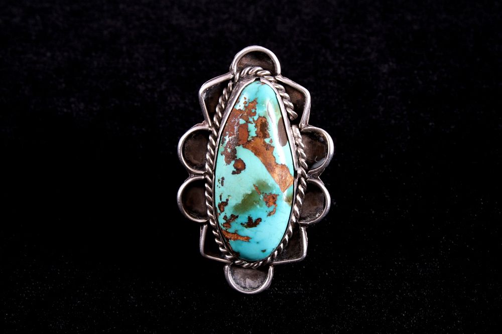 Appraisal: Navajo Silver King's Manassa Turquoise Ring For your consideration is