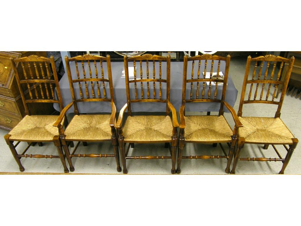 Appraisal: Set of eight fruitwood Lancashire style spindle back country dining