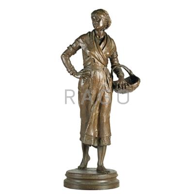 Appraisal: ERNEST GUILBERT French - Bronze sculpture of woman with basket