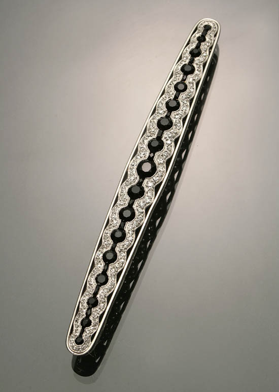 Appraisal: Art Deco Platinum Black Onyx and Diamond Bar Pin Circa