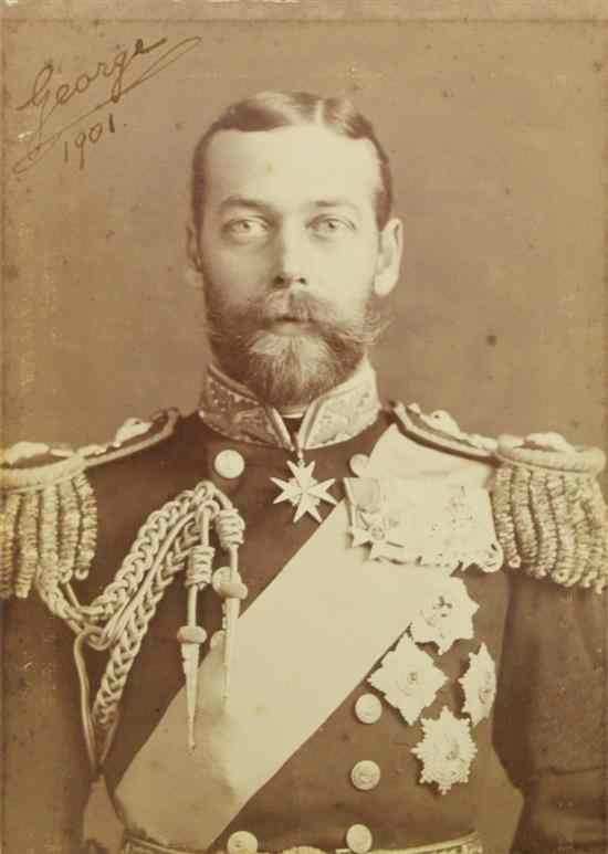 Appraisal: A pair of signed photographs of King George V and