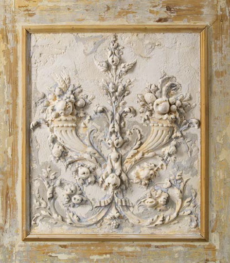 Appraisal: Large French Antique-White-Painted Plaster Relief Panel first quarter th century