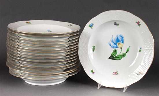 Appraisal: Set of seventeen Herend floral decorated porcelain soup bowls in