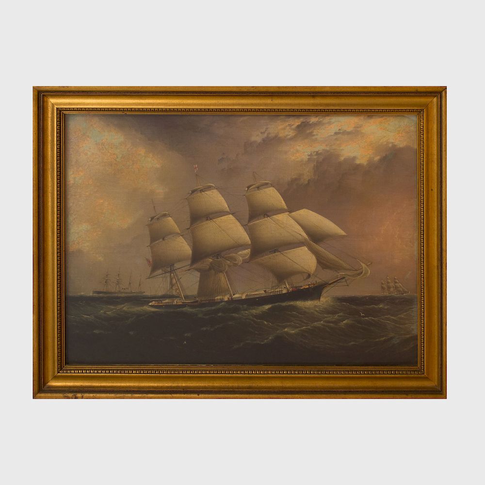 Appraisal: James Edward Buttersworth - Dreadnought Oil on canvas mounted on