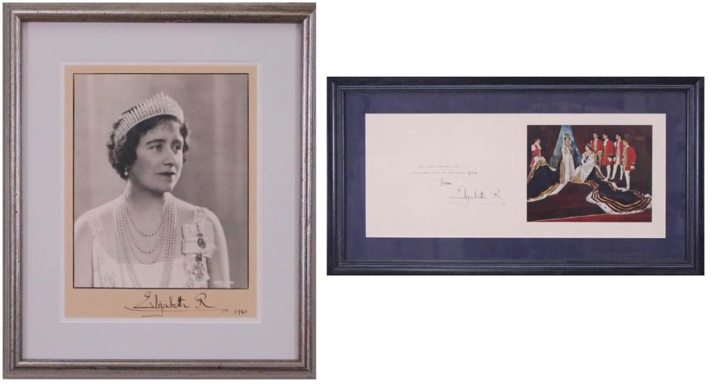 Appraisal: TWO SIGNED PHOTOGRAPHS QUEEN ELIZABETH THE QUEEN MOTHER Portrait photo