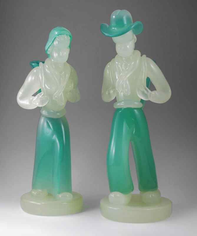 Appraisal: BAROVIER TOSO MURANO GLASS PEASANT FIGURES Man and woman in