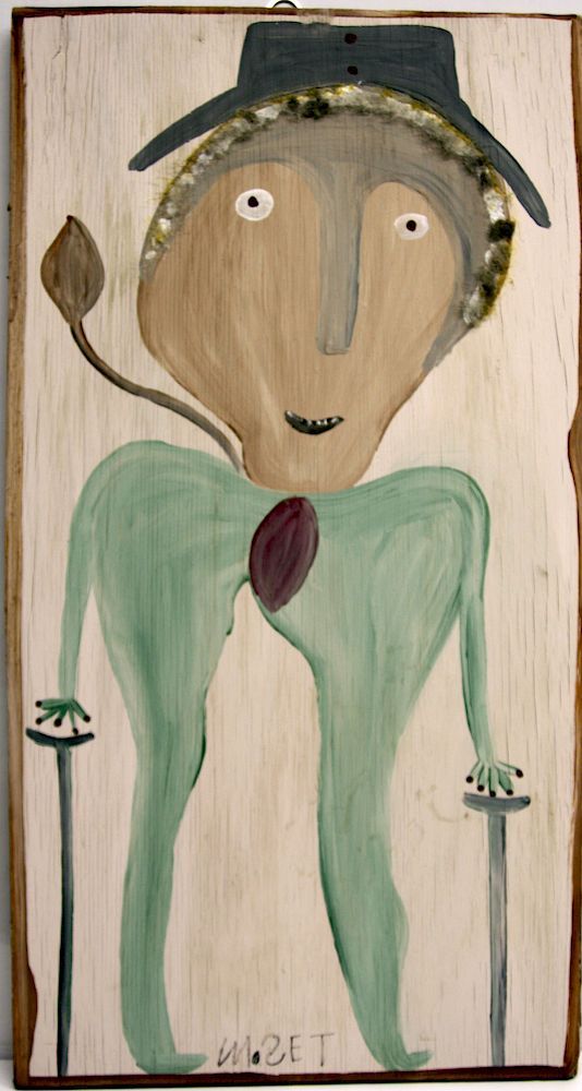 Appraisal: Outsider Art Mose Tolliver Self-Portrait with Hair Tolliver Mose b