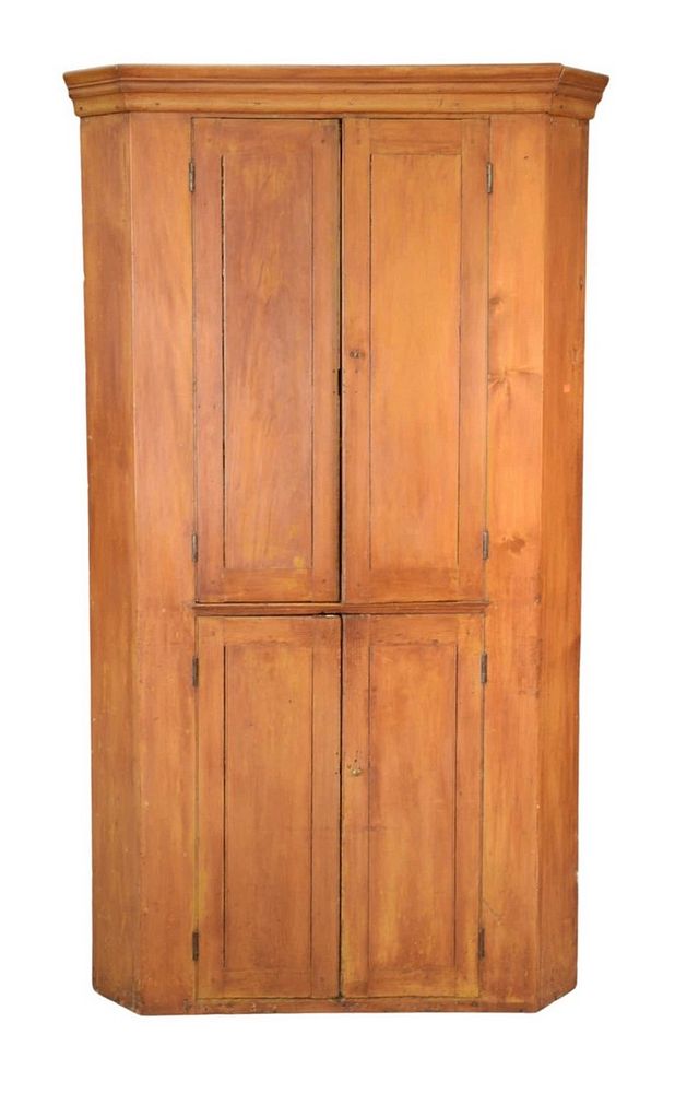 Appraisal: Primitive Pine Corner Cupboard with four doors height inches width