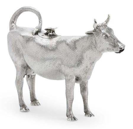 Appraisal: A Victorian silver cow creamer George Fox London - naturalistically