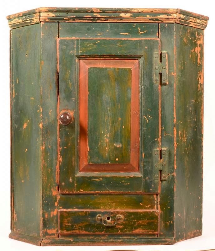 Appraisal: PA Blind Door Hanging Corner Cupboard Pennsylvania Late th Early