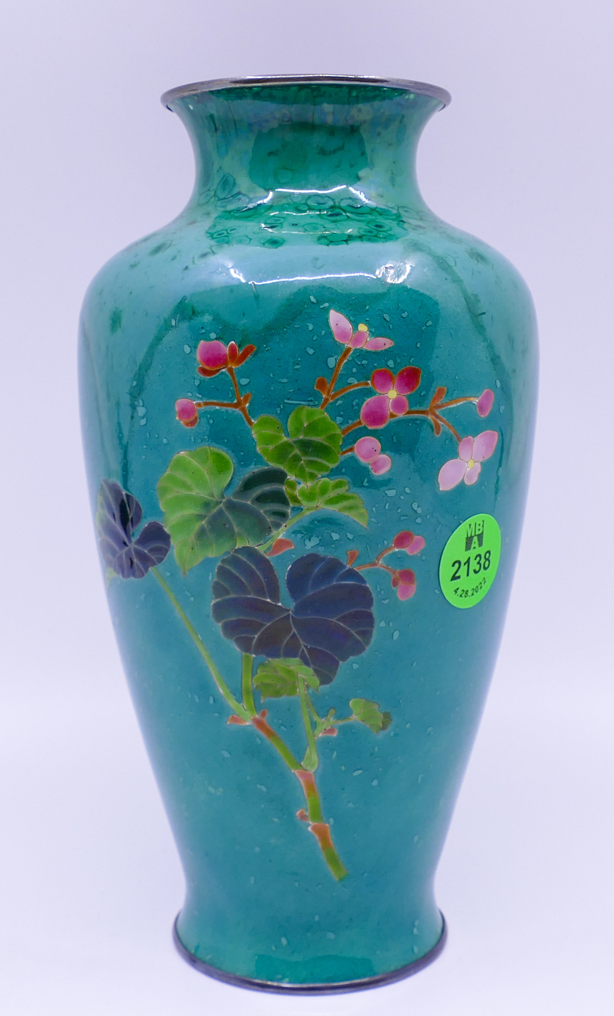 Appraisal: Fine Japanese Ando Cloisonne on Silver Vase with Box- ''