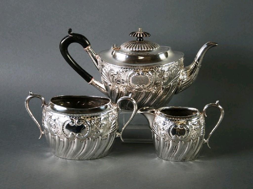 Appraisal: THREE PIECE LATE VICTORIAN E P B M TEA SERVICE