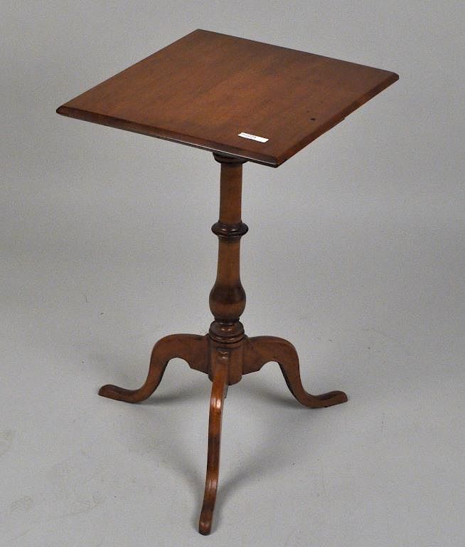 Appraisal: Maple Queen Anne Candlestand square bevelled fixed top on a