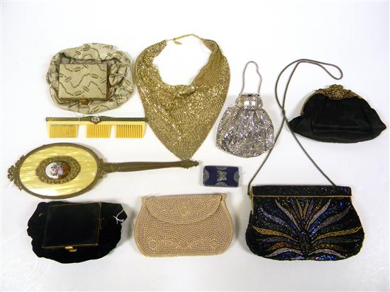 Appraisal: Vintage purses including Whiting Davis silver mesh two beaded bags