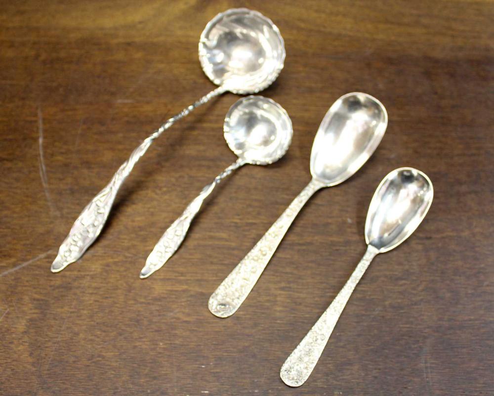 Appraisal: FOUR STERLING SILVER FLATWARE SERVING PIECES comprised of S Kirk