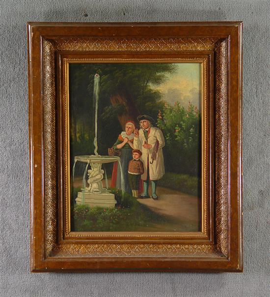 Appraisal: Oil on Canvas Father mother and child in Victorian attire