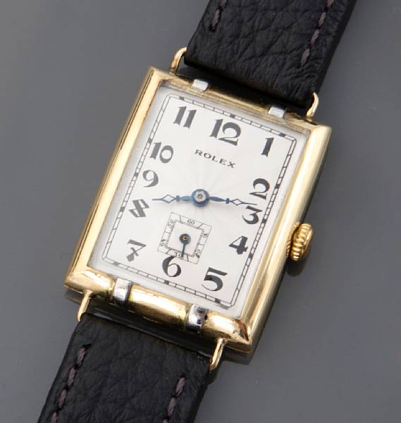 Appraisal: An K gold rectangular wristwatch Rolex jewel Rolex Prima movement