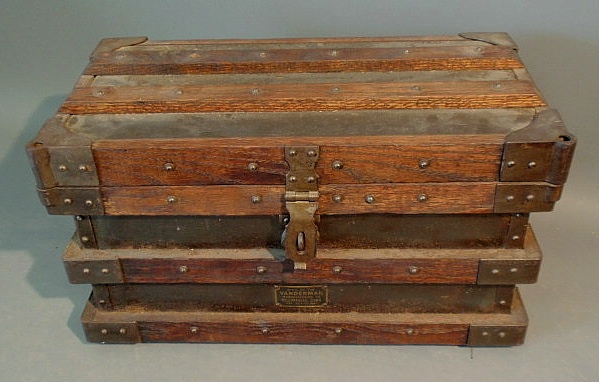 Appraisal: Oak iron-bound storage box late th c h x l