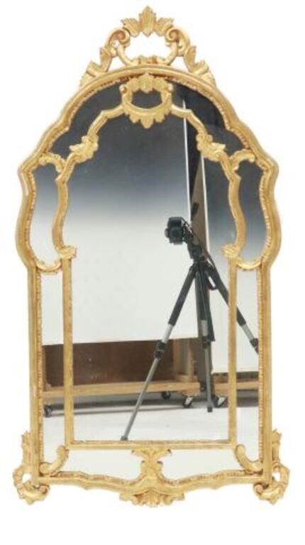 Appraisal: Italian giltwood mirror th c shaped frame flat mirror plate