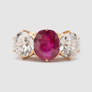 Appraisal: K Yellow Gold Ruby and Diamond Ring K Yellow Gold