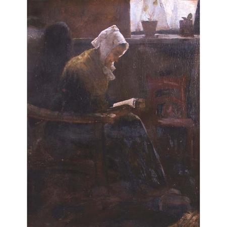 Appraisal: American School th Century Woman Reading Estimate -