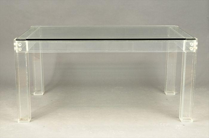 Appraisal: Modern Glass-Inset Lucite Dining Table x x in Provenance Property