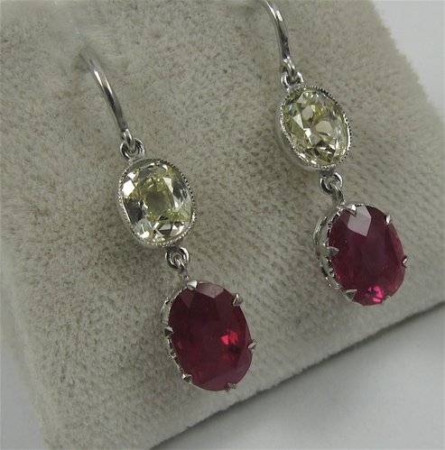 Appraisal: PAIR OF RUBY DIAMOND AND K GOLD EARRINGS Each white