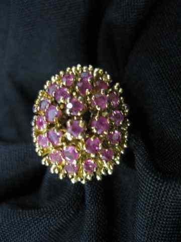 Appraisal: Ruby Cluster Ring round gemstotaling carat in k yellow gold