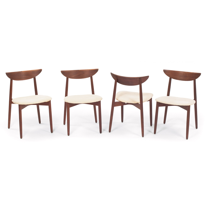 Appraisal: Danish dining chairs four teak curved backrests with overhanging lips